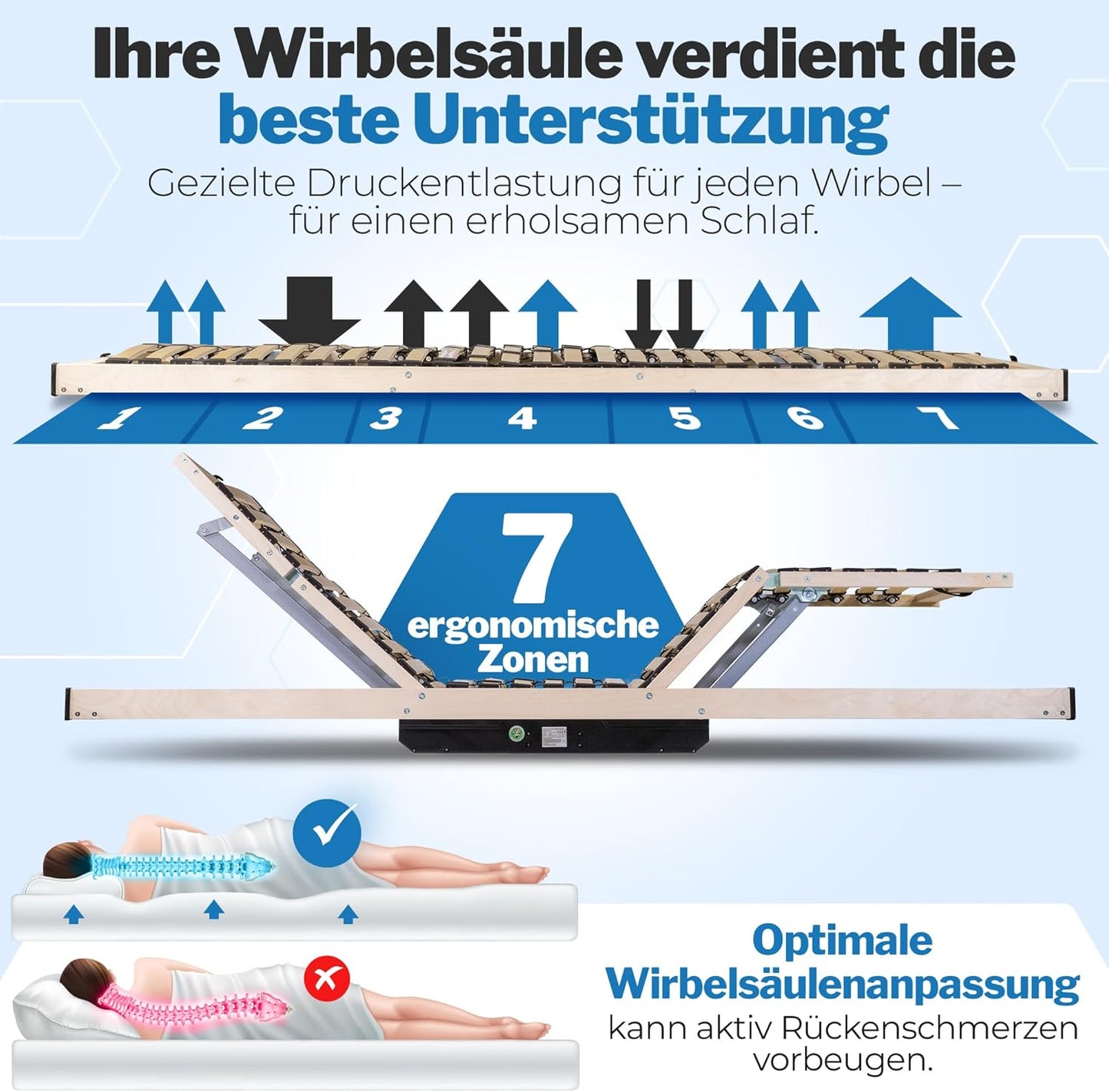 RehaSleep Komfort Lattenrost elektrisch verstellbar, Birkenholz, Made in Germany