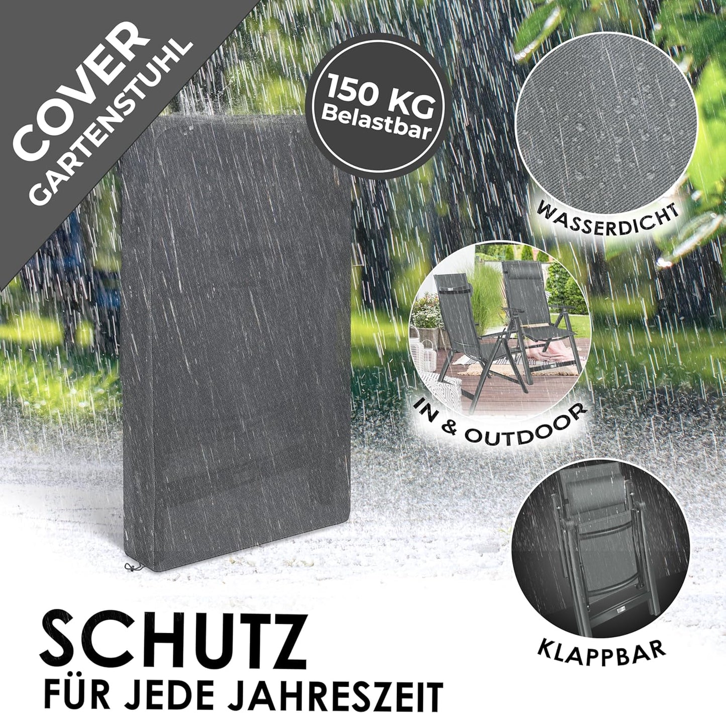 KESSER Gartenstuhl Hochlehner – Klappstuhl Aluminium, Wetterfest, Mit Kopfkissen, Outdoor