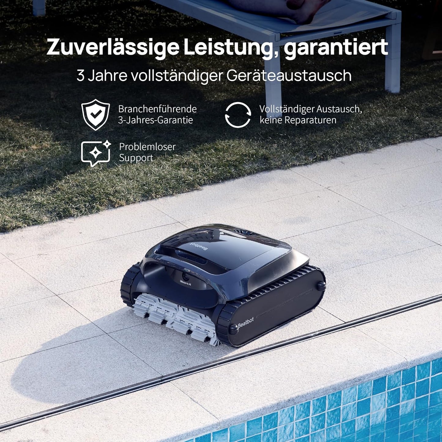 Beatbot AquaSense 2 Akku Poolroboter, Boden & Wand, Wasserlinie doppelt, bis 300㎡, Midnight Blue