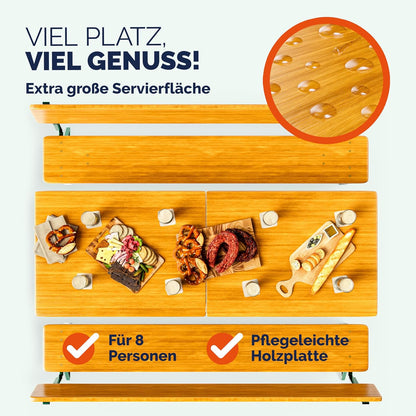 Casaria Bierzeltgarnitur mit Lehne 170 cm, Klappbar, Holz Stahl, Braun
