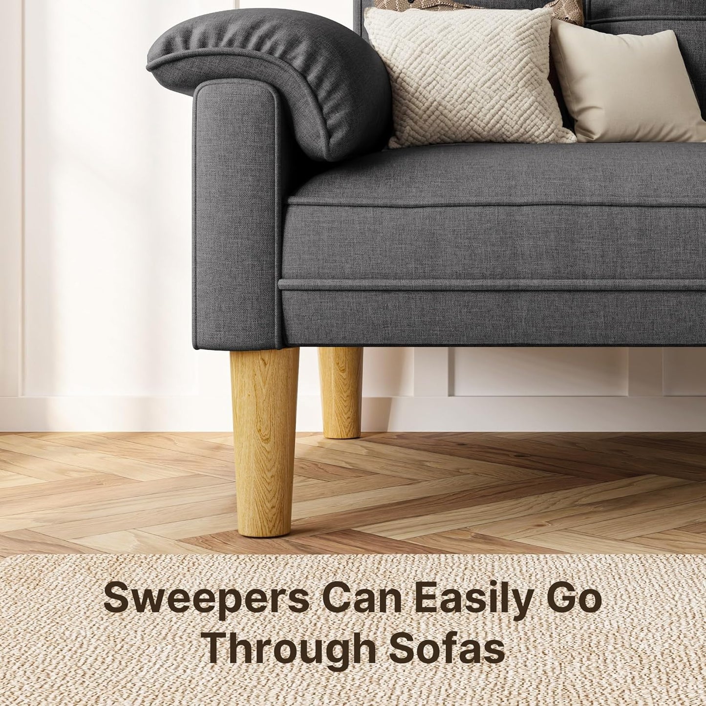 Xbro 2-Sitzer Sofa aus Stoff – Modernes Loveseat, Mit Armlehnen und Seitentasche
