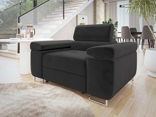 Mirjan24 Sofa Torezio I 1-Sitzer – Polstersofa mit verstellbarer Kopfstütze, Metallfüße, Modern