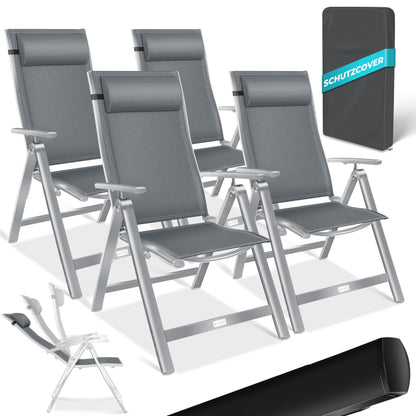 KESSER Gartenstuhl Hochlehner – Klappstuhl Aluminium, Wetterfest, Mit Kopfkissen, Outdoor