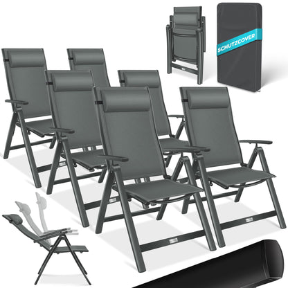 KESSER Gartenstuhl Hochlehner – Klappstuhl Aluminium, Wetterfest, Mit Kopfkissen, Outdoor