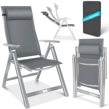 KESSER Gartenstuhl Hochlehner – Klappstuhl Aluminium, Wetterfest, Mit Kopfkissen, Outdoor