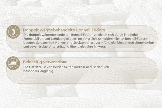 Yatas Bedding Majestät Bonnellfederkernmatratze 30 cm H3 – Ergonomisch, Wendbar, OEKO-TEX